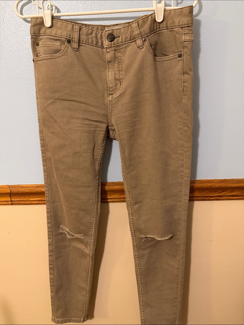 Free People Distressed Stretch Jeans Size 28 Tan Beige Style 61855